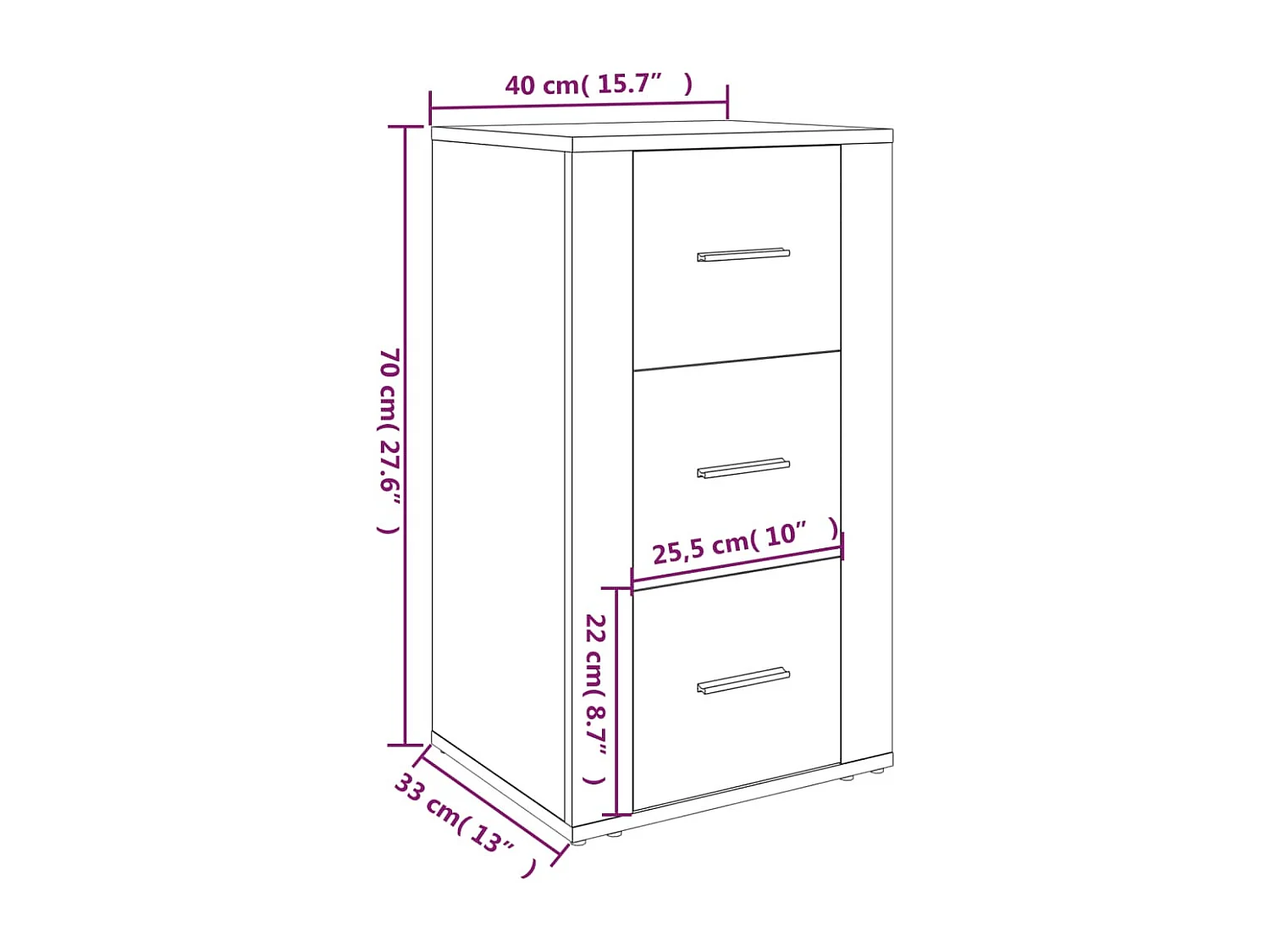 Buffet Sonoma gris 40x33x70 cm Bois d'ingénierie