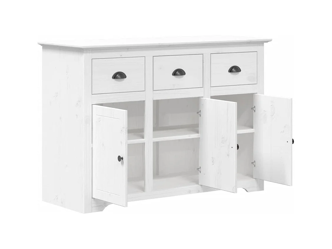 Buffet BODO blanc 115,5x44x80 cm bois massif de pin