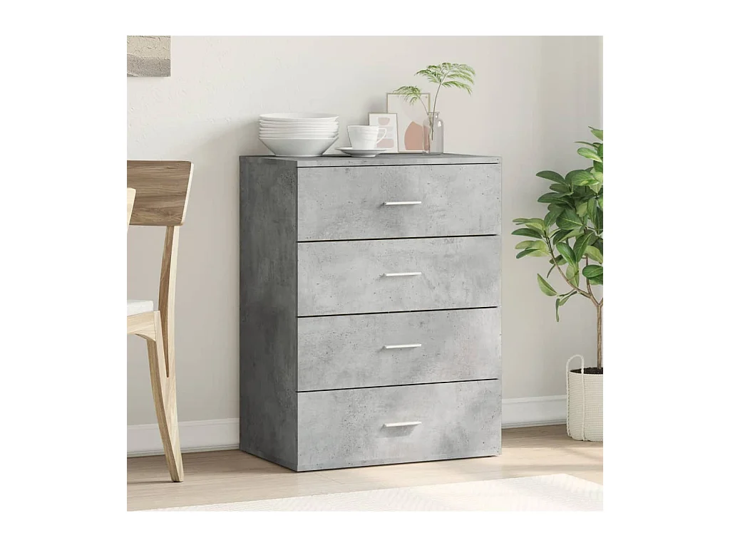 Buffet gris béton 60x39x80 cm bois d'ingénierie