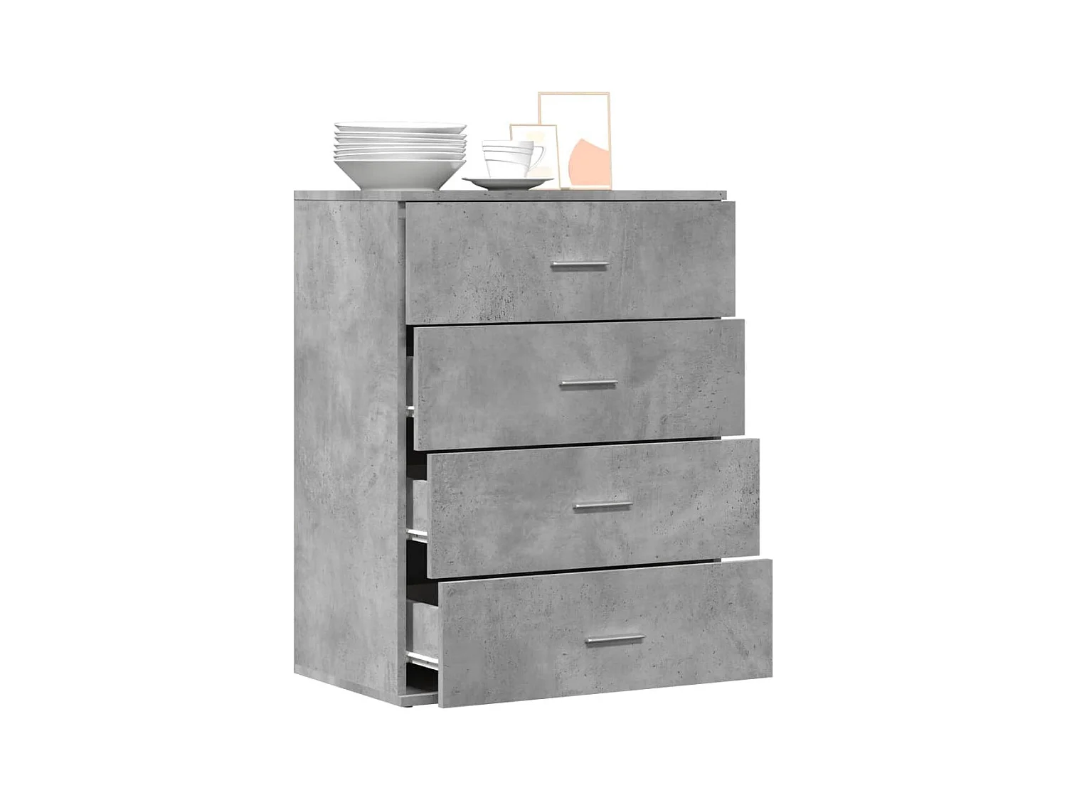 Buffet gris béton 60x39x80 cm bois d'ingénierie