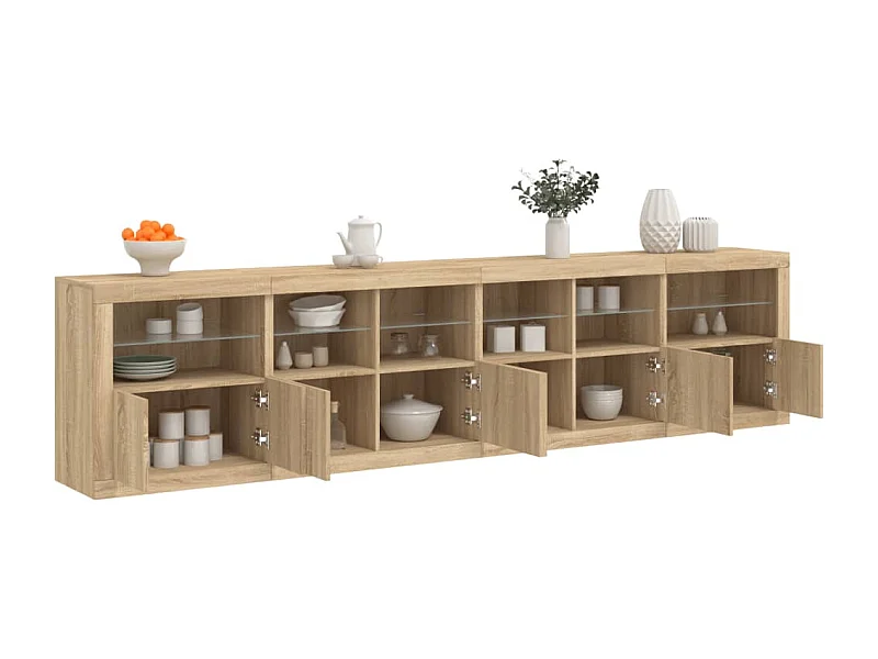Dressoir met LED-verlichting Sonoma eiken 283x37x67 cm