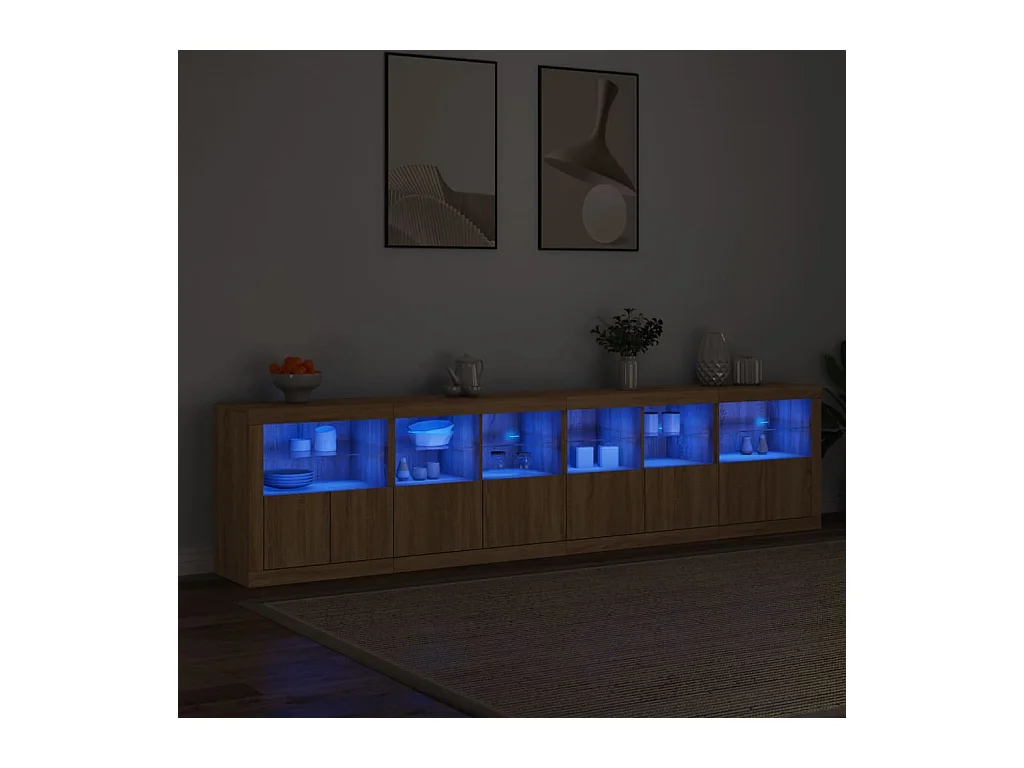 Dressoir met LED-verlichting Sonoma eiken 283x37x67 cm