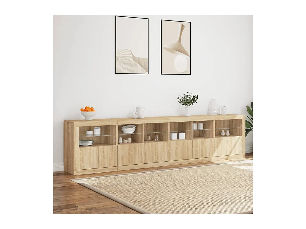 Dressoir met LED-verlichting Sonoma eiken 283x37x67 cm