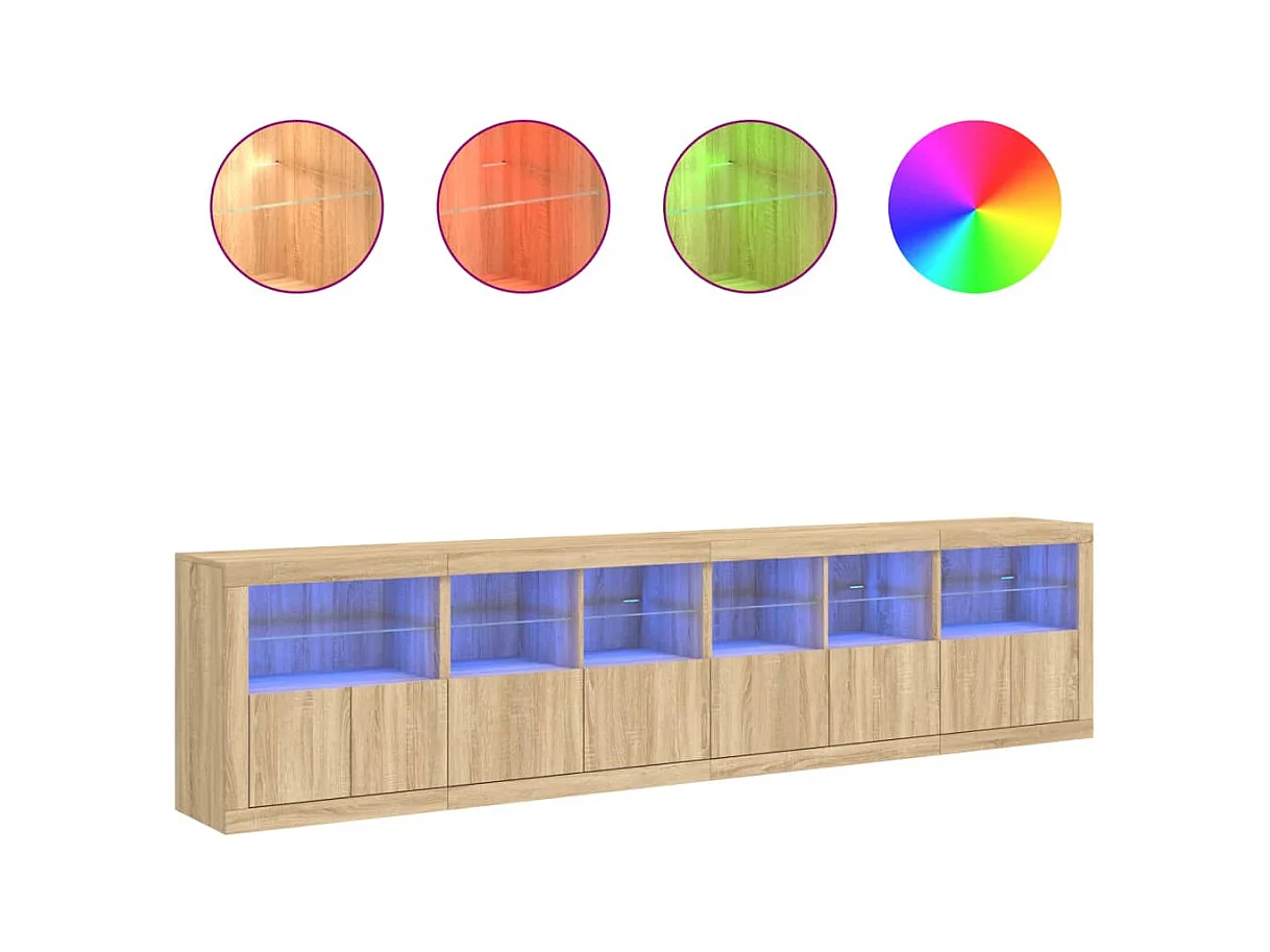 Dressoir met LED-verlichting Sonoma eiken 283x37x67 cm