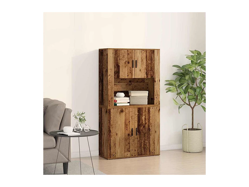 Buffet en bois ancien 80x33x150 cm en bois reconstitué