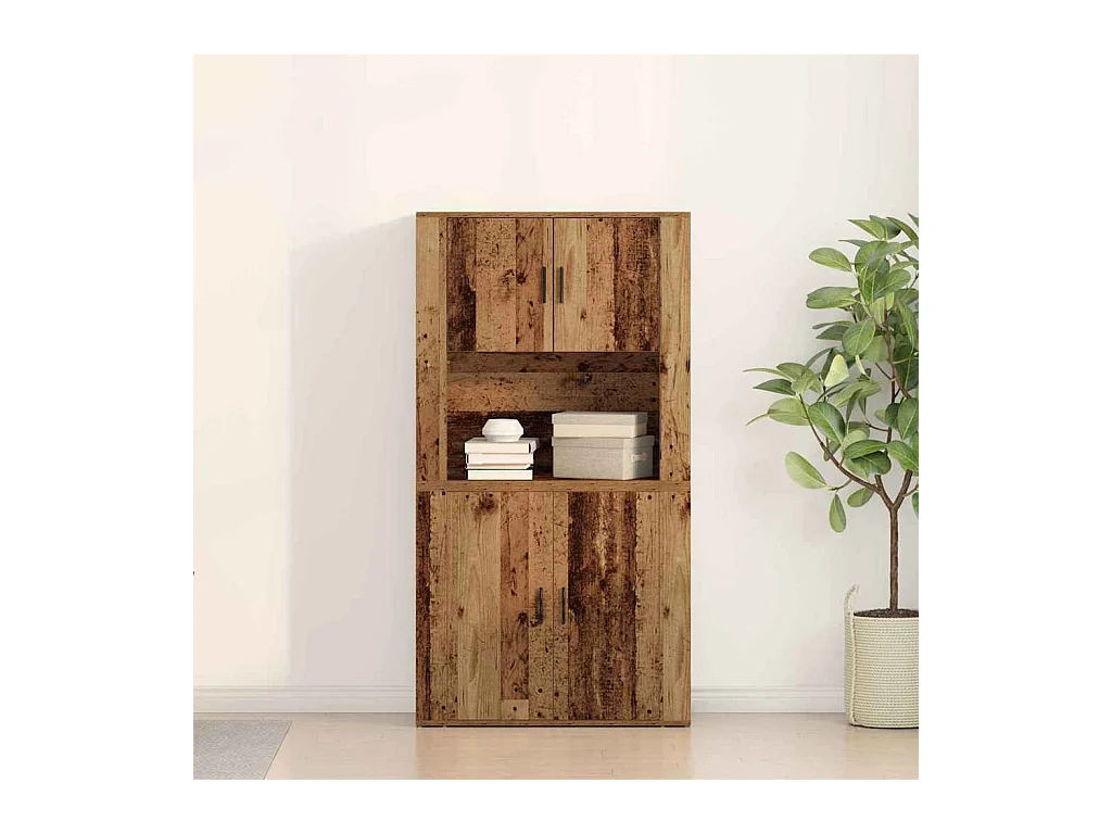 Buffet en bois ancien 80x33x150 cm en bois reconstitué