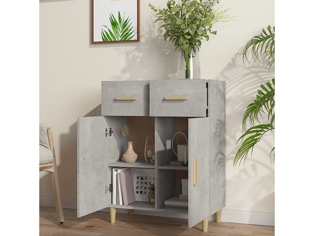 Betongraues Sideboard 69,5 x 34 x 89 cm, Holzwerkstoff