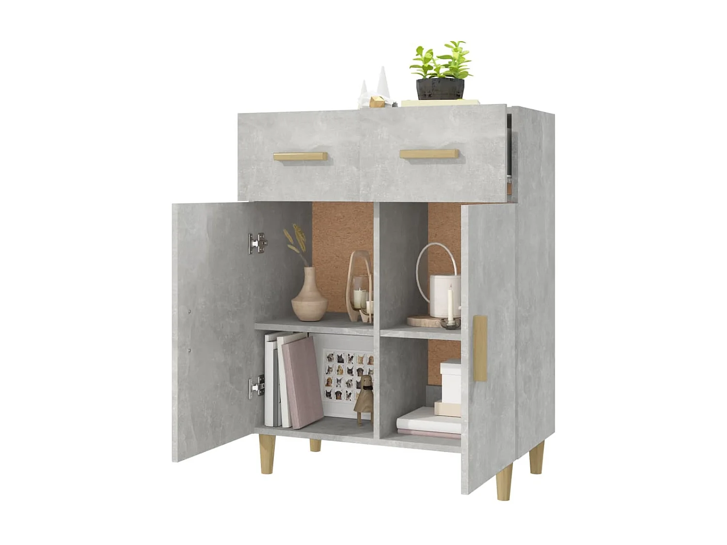 Credenza grigio cemento 69,5x34x89 cm in legno ingegnerizzato