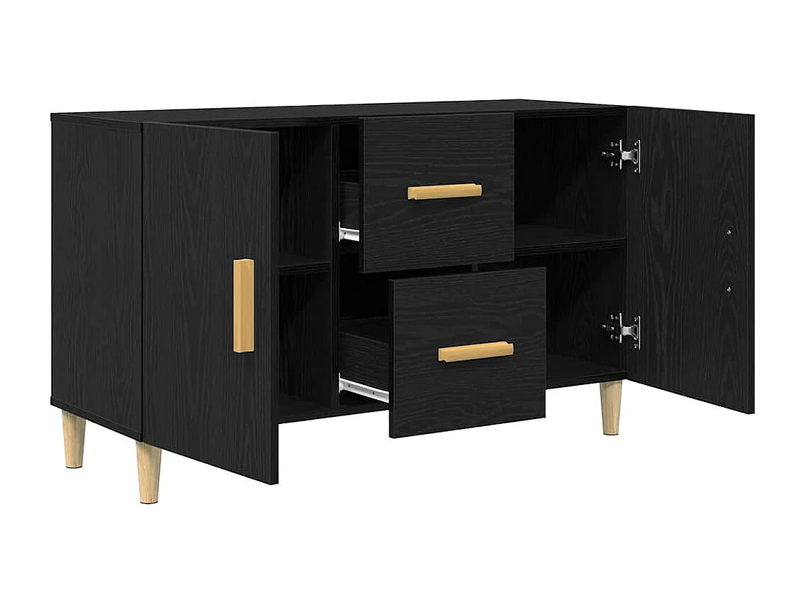 Buffet chêne noir 100x36x60 cm bois d'ingénierie