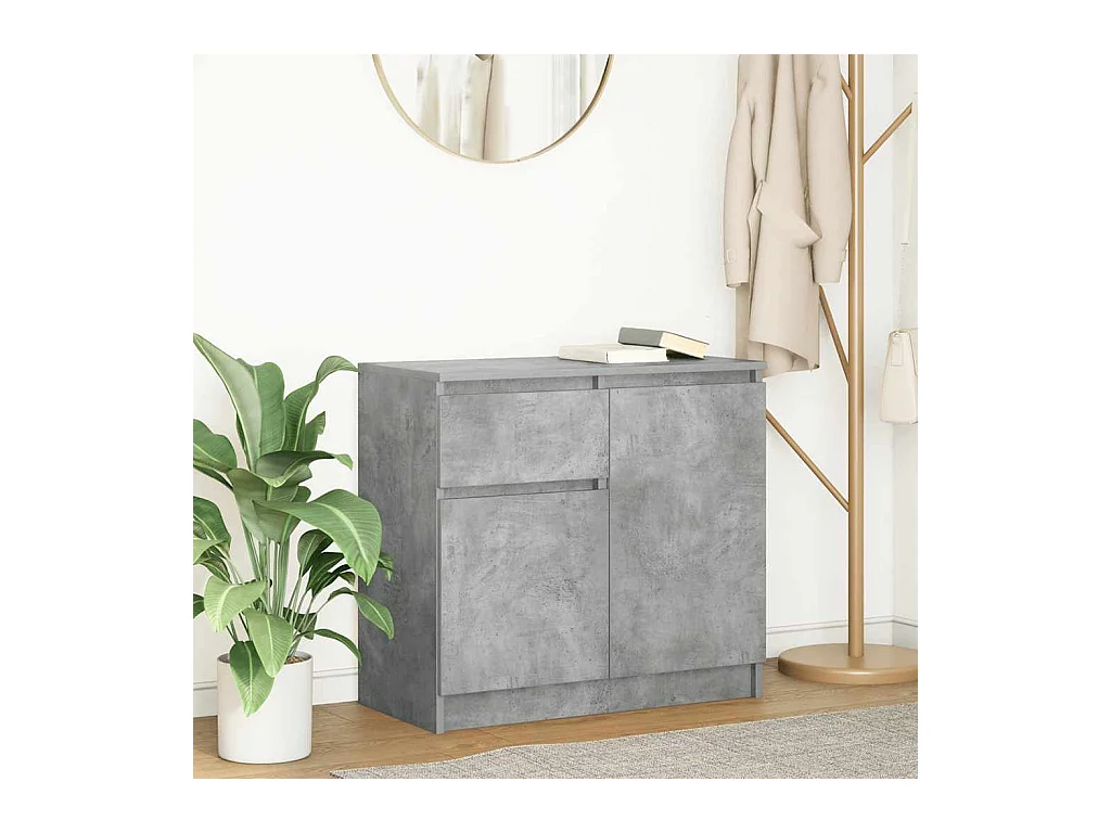 Buffet avec tiroir gris béton 71x35x65 cm bois d'ingénierie