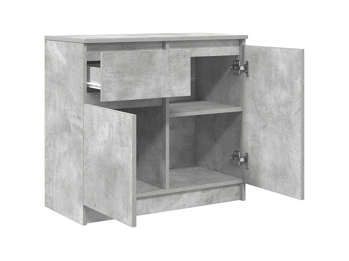 Buffet avec tiroir gris béton 71x35x65 cm bois d'ingénierie
