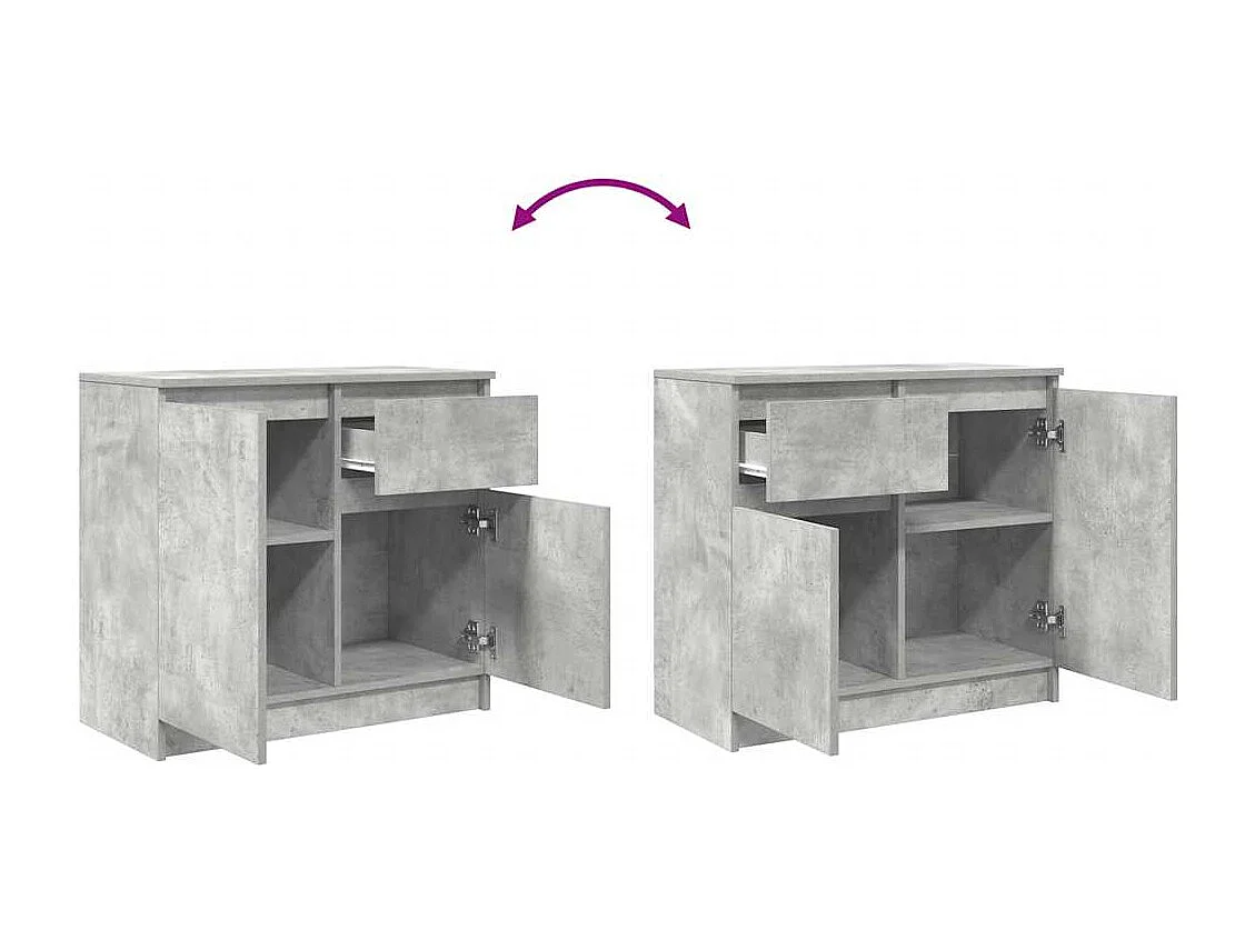 Buffet avec tiroir gris béton 71x35x65 cm bois d'ingénierie