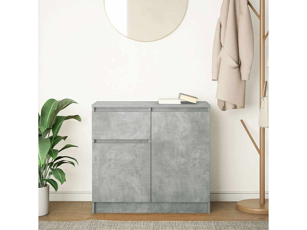 Buffet avec tiroir gris béton 71x35x65 cm bois d'ingénierie