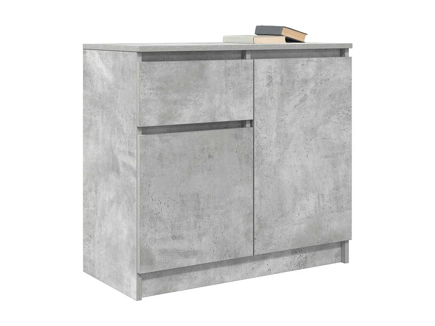 Buffet avec tiroir gris béton 71x35x65 cm bois d'ingénierie