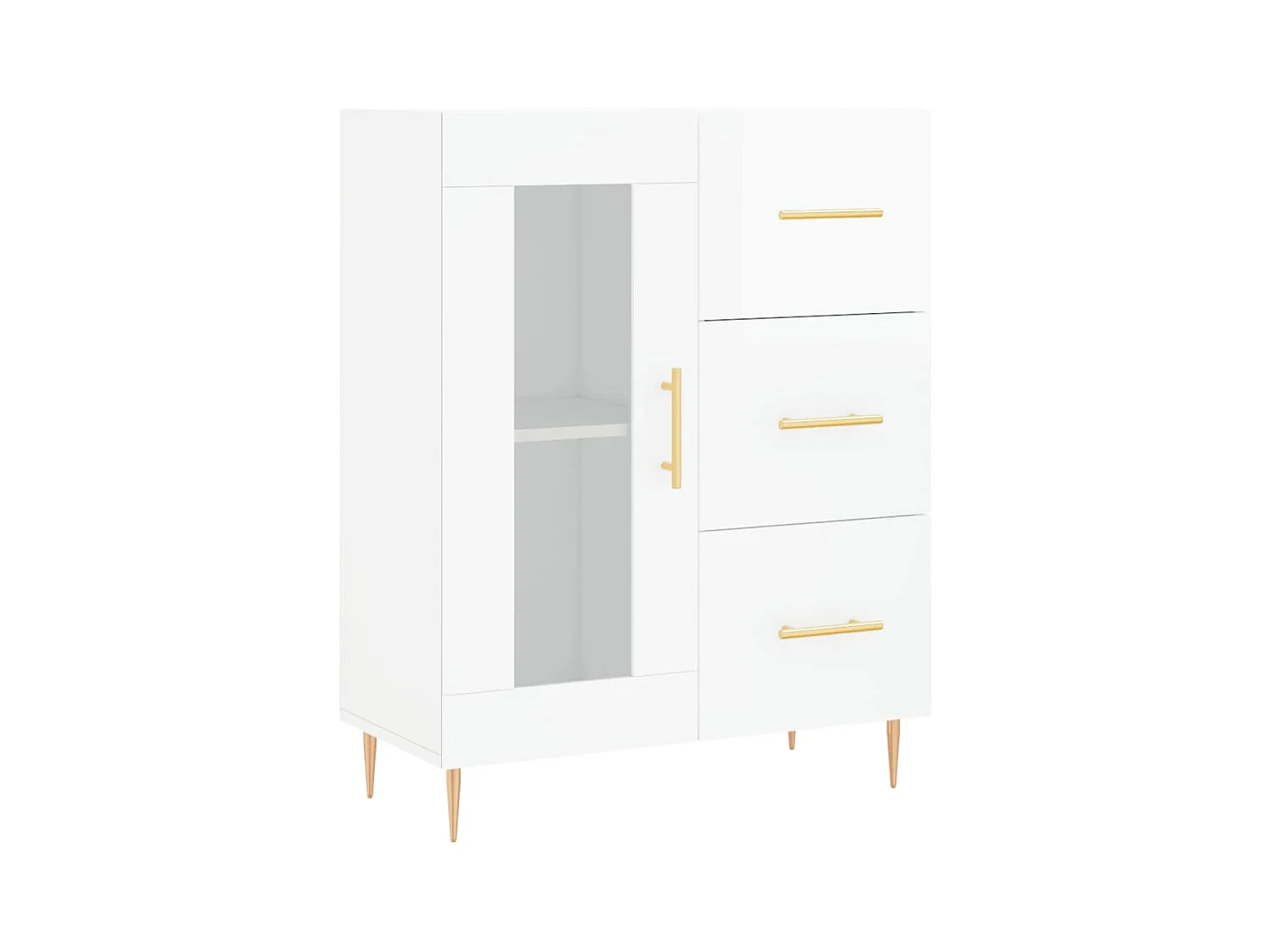 Dressoir Glanzend wit 69,5x34x90 cm Technisch hout