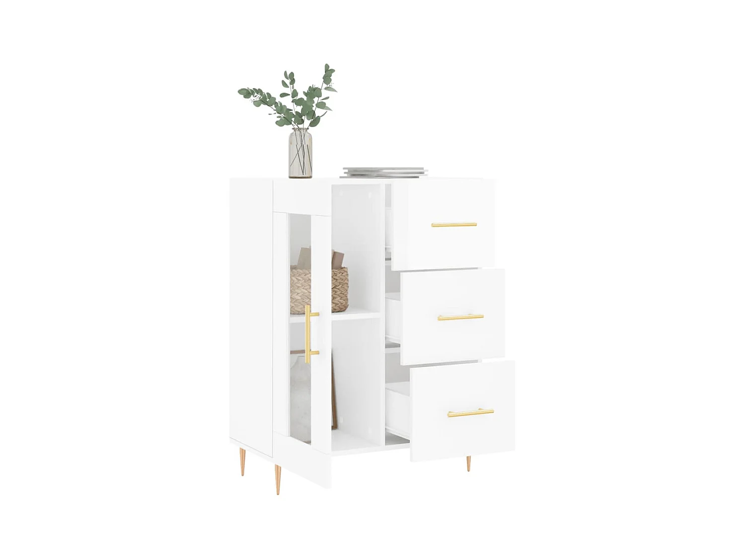 Dressoir Glanzend wit 69,5x34x90 cm Technisch hout