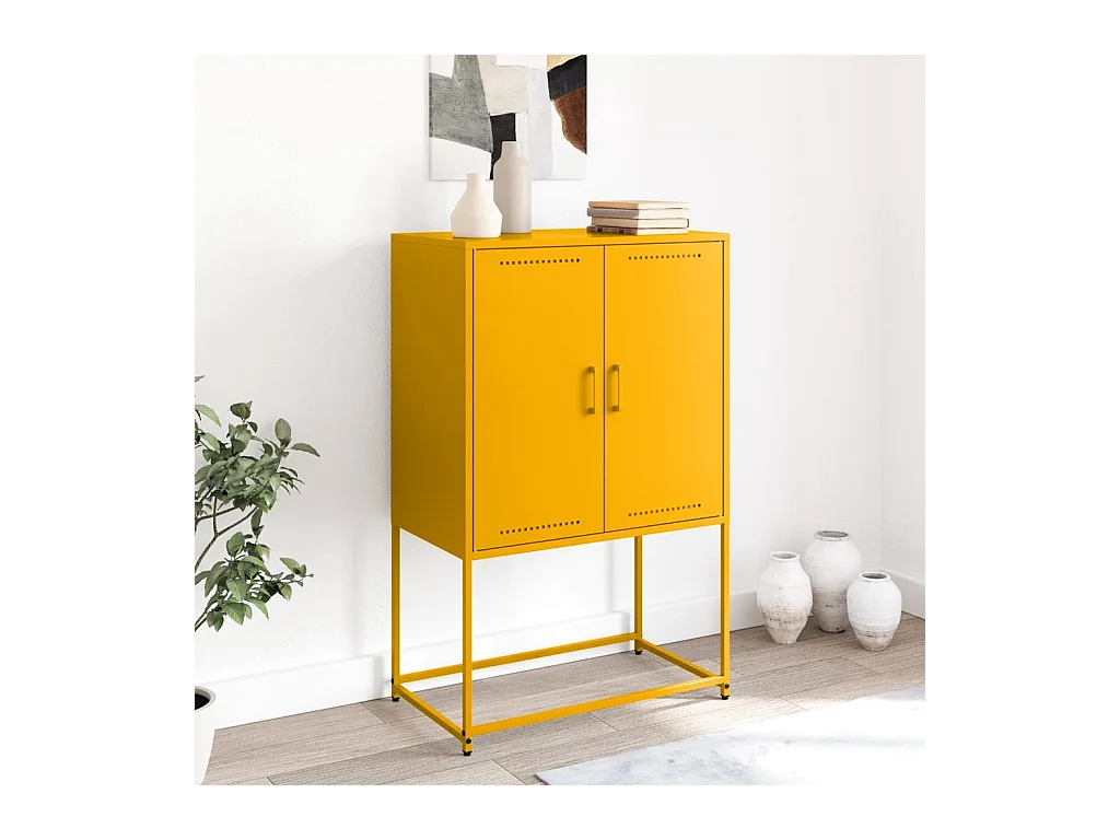 Buffet haut jaune moutarde 68,5x38,5x107 cm acier