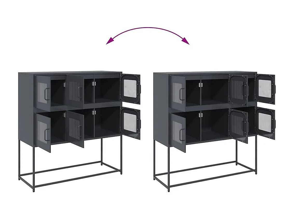 Buffet anthracite 100,5x39x107 cm acier laminé à froid