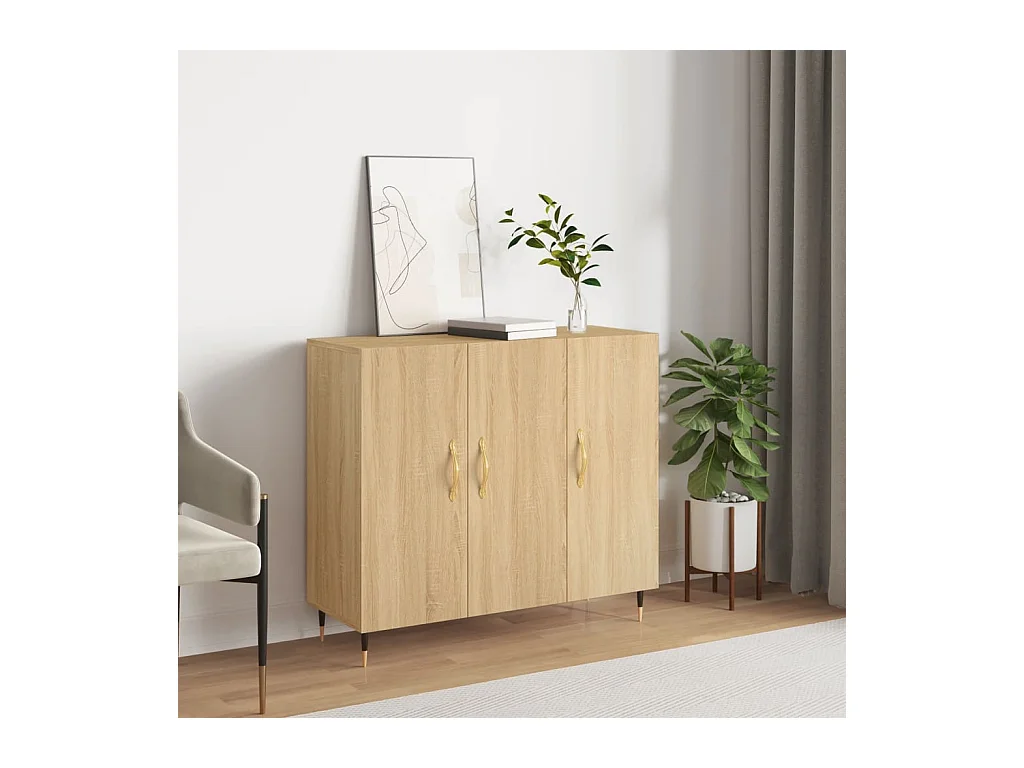 Buffet chêne sonoma 90x34x80 cm bois d'ingénierie