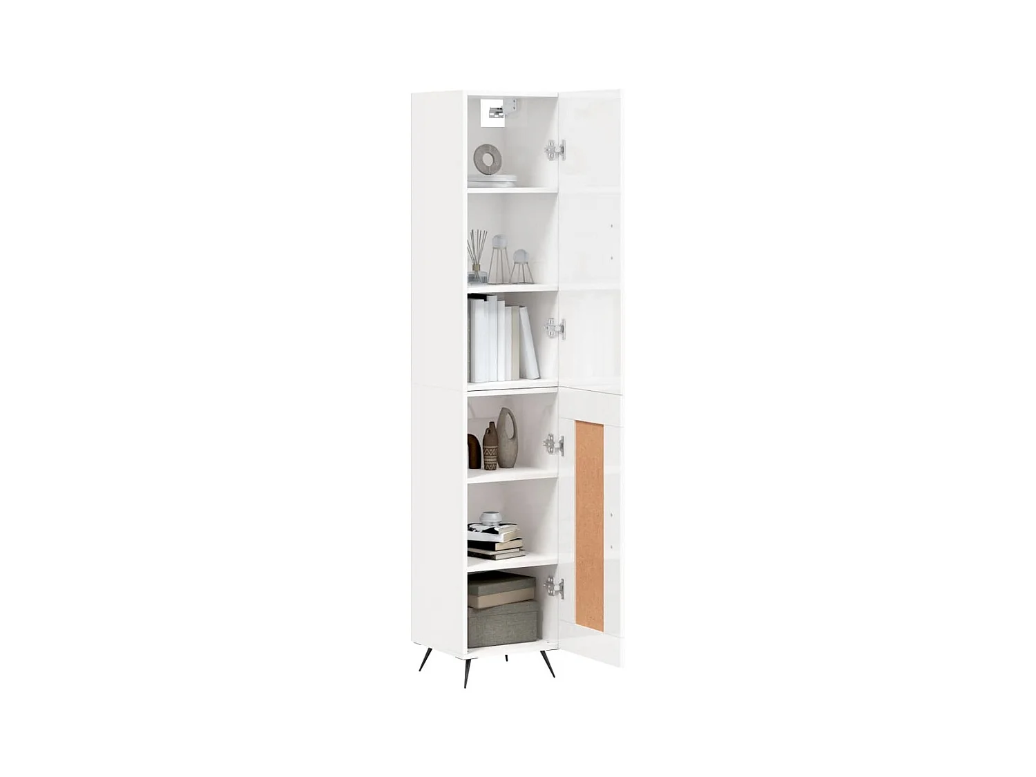 Credenza alta Bianco lucido 34,5x34x180 cm Legno composito
