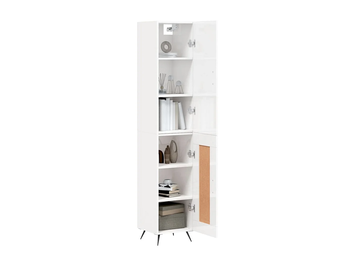 Credenza alta Bianco lucido 34,5x34x180 cm Legno composito