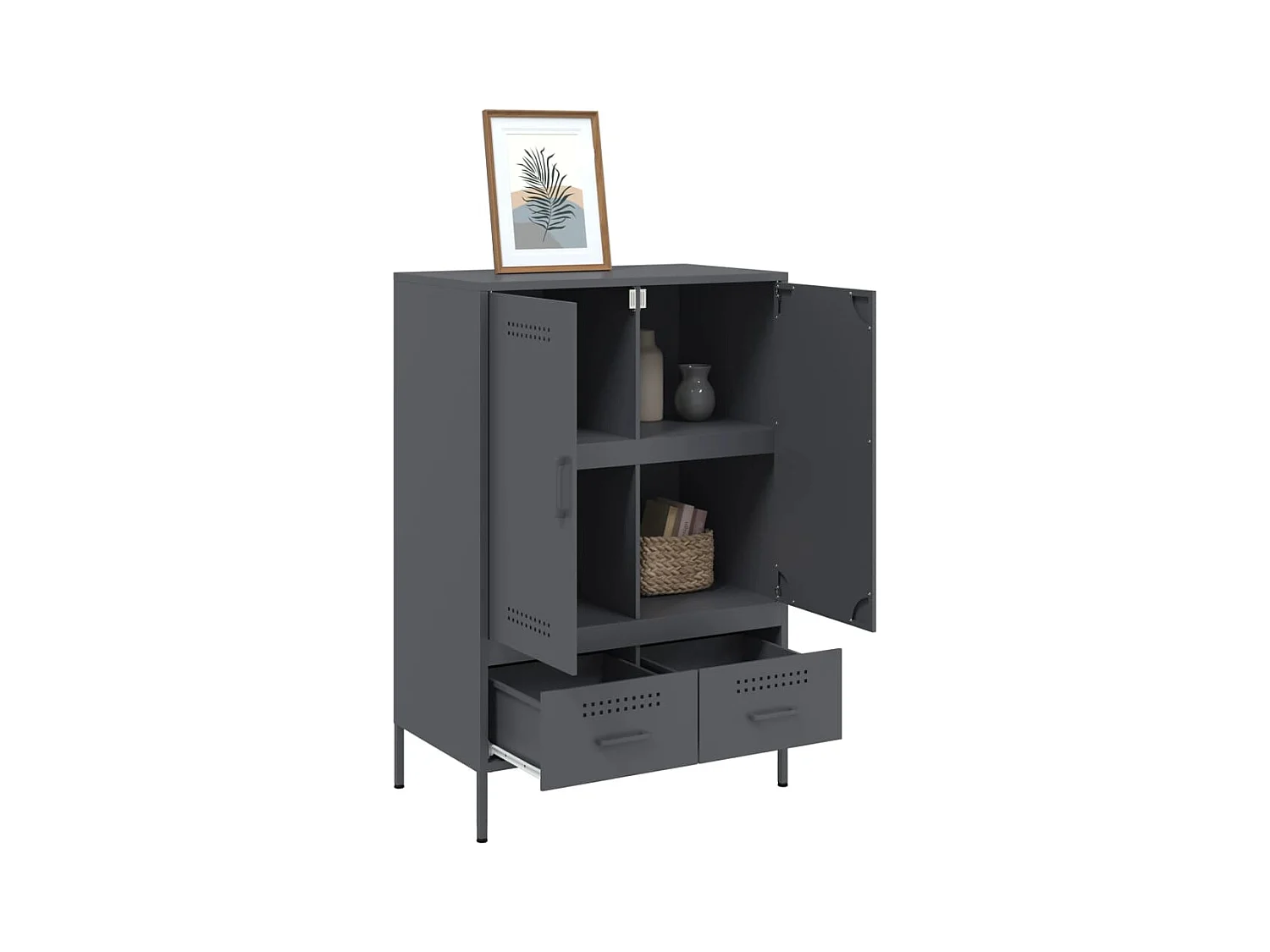 Buffet haut anthracite 68x39x101,5 cm acier