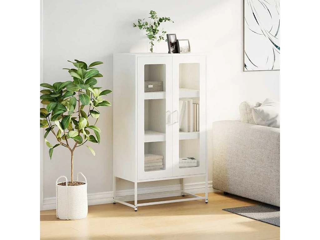 Buffet haut blanc 68x39x123 cm acier