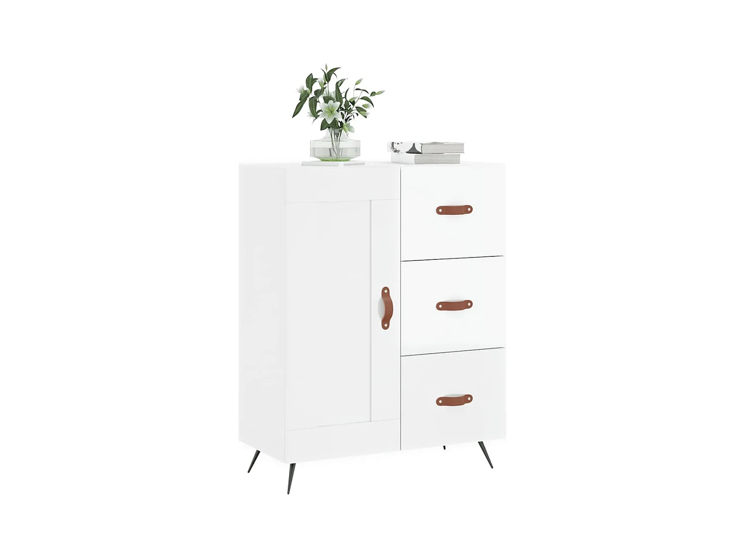 Credenza Bianco lucido 69,5x34x90 cm Legno composito