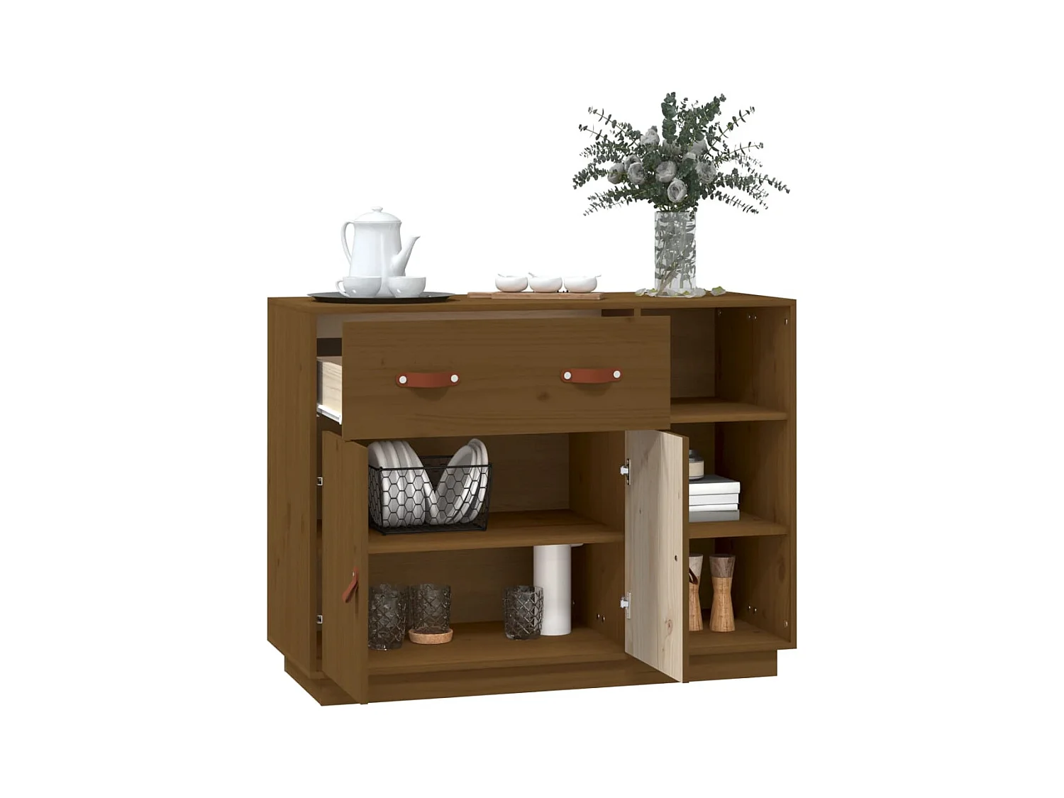 Buffet Marron miel 98,5x40x75 cm Bois massif de pin