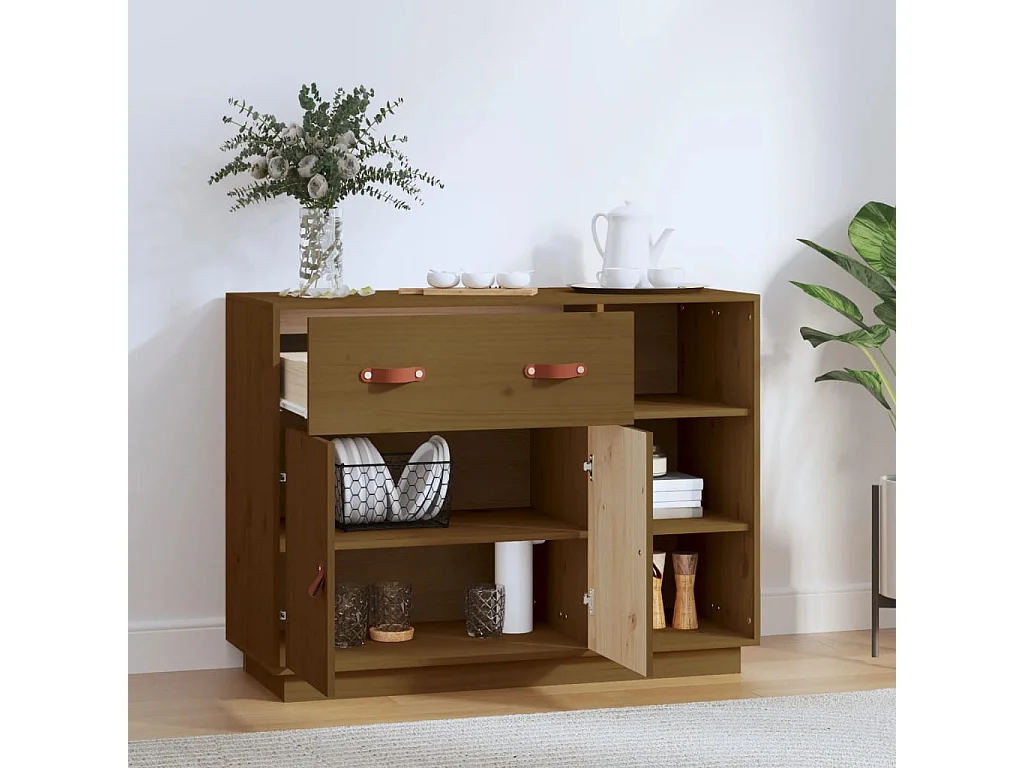 Buffet Marron miel 98,5x40x75 cm Bois massif de pin
