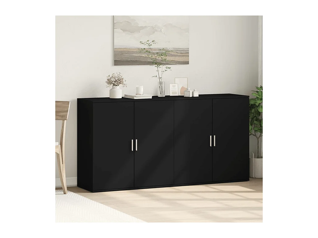 Buffets 2 pcs noir 79x38x80 cm bois d'ingénierie