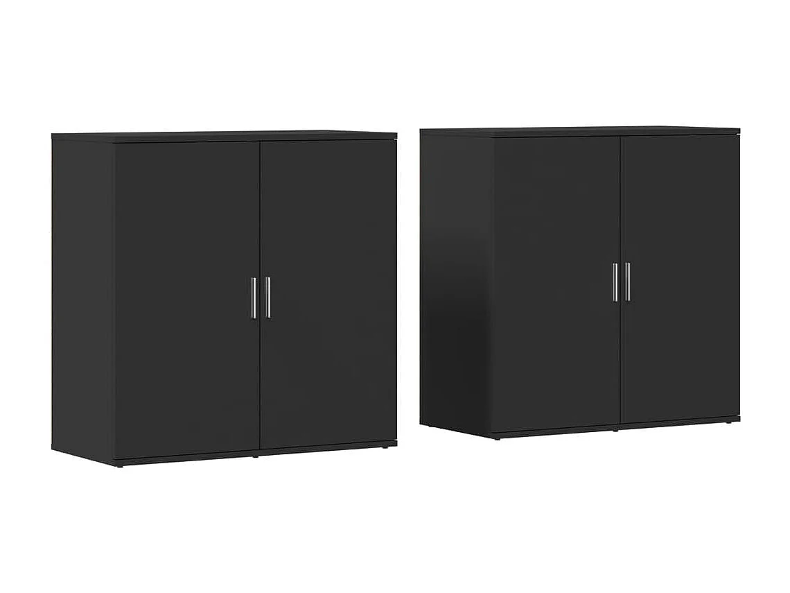 Buffets 2 pcs noir 79x38x80 cm bois d'ingénierie