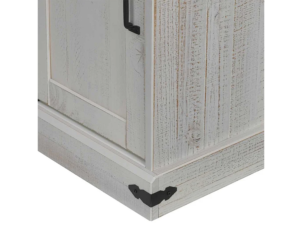 Buffet HALDEN porte coulissante blanc 80x40x80 cm bois massif