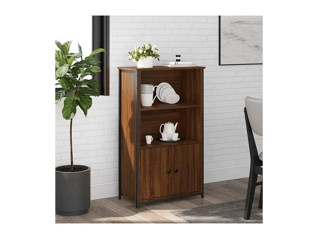Hoog dressoir bruin eiken 62x32x103,5 cm bewerkt hout