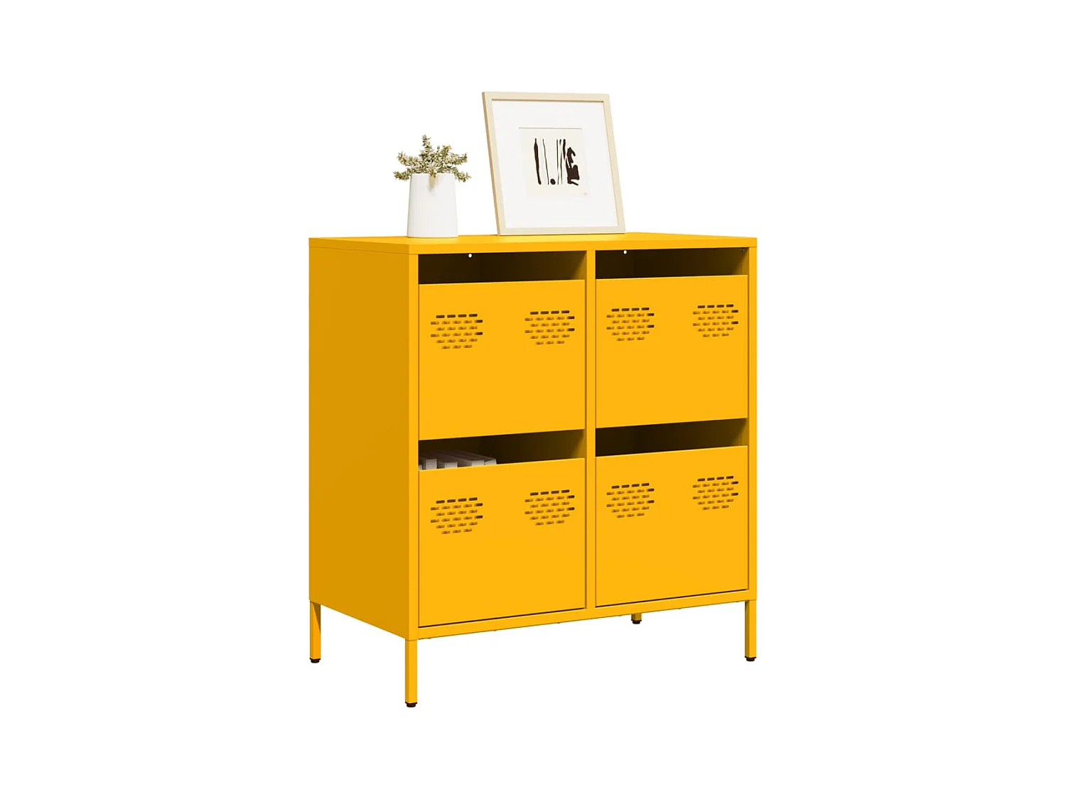 Buffet jaune moutarde 68x39x73,5 cm acier laminé à froid