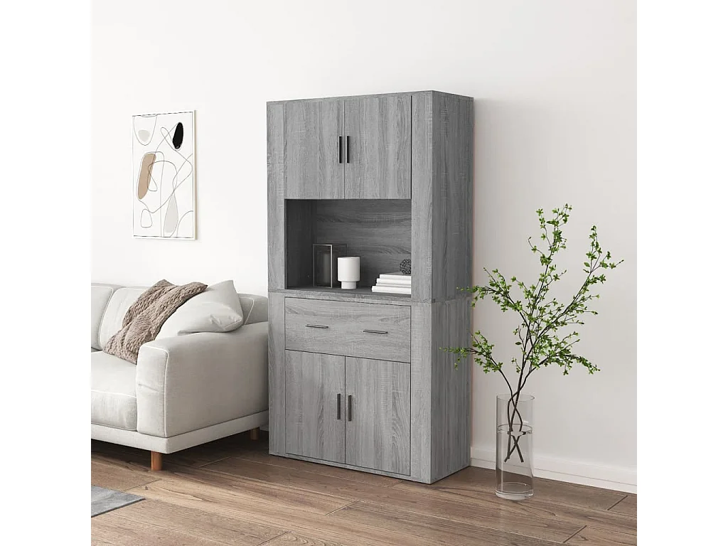 Sonoma Gray High Dressoir van bewerkt hout