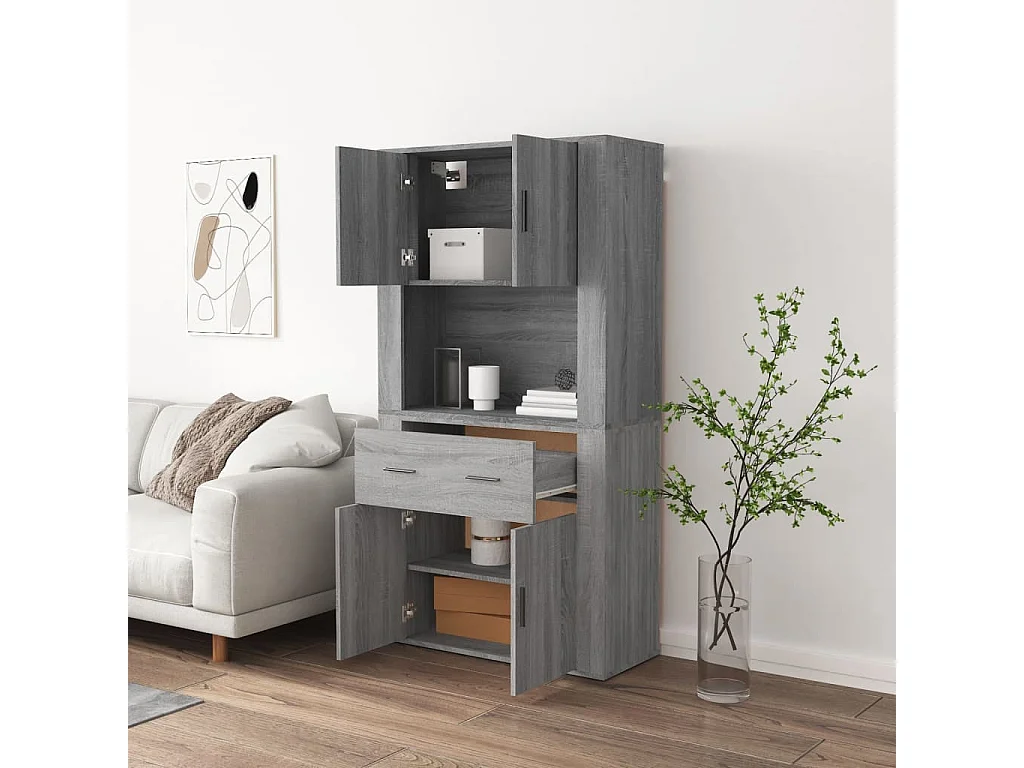 Sonoma Gray High Dressoir van bewerkt hout