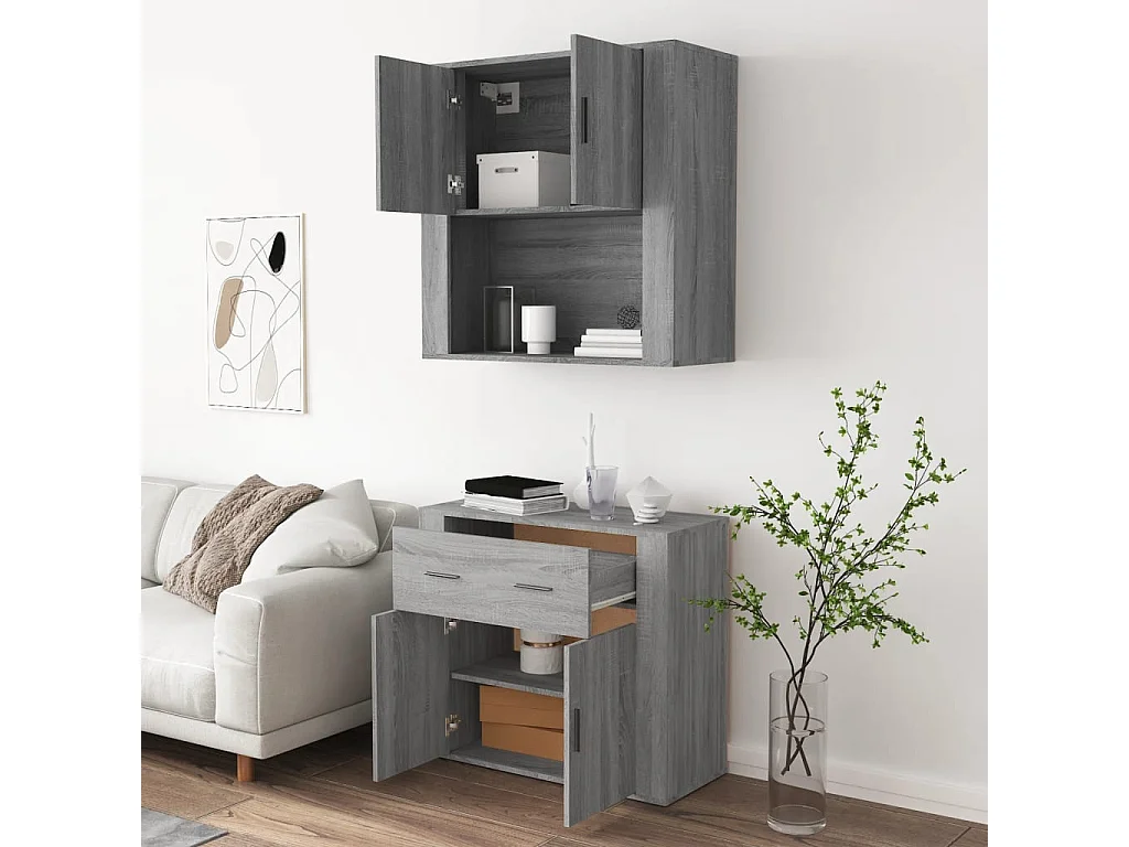 Sonoma Gray High Dressoir van bewerkt hout