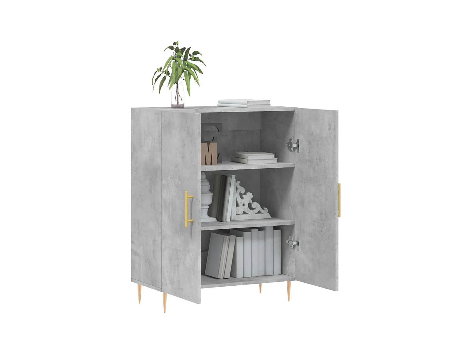 Betongraues Sideboard 69,5 x 34 x 90 cm Holzwerkstoff