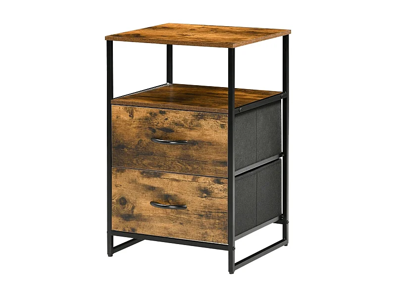 Commode avec tiroirs en tissu pliables, style industriel, polyester, marron rustique (45x40x70.5 cm)