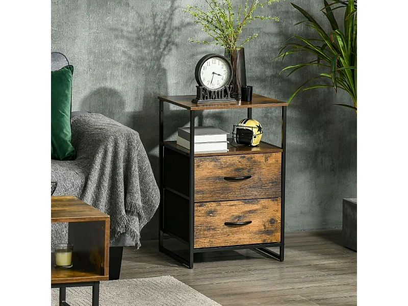 Commode avec tiroirs en tissu pliables, style industriel, polyester, marron rustique (45x40x70.5 cm)