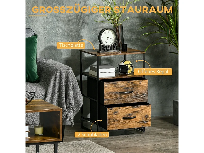 Commode avec tiroirs en tissu pliables, style industriel, polyester, marron rustique (45x40x70.5 cm)