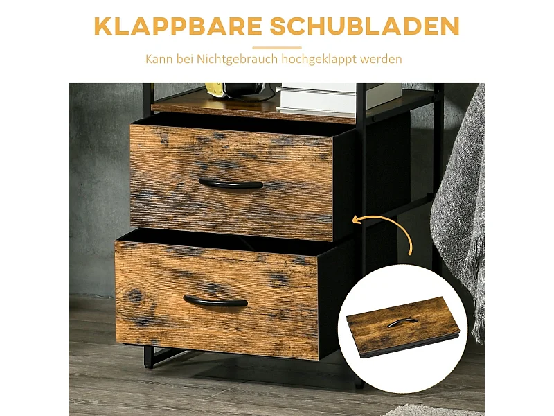 Commode avec tiroirs en tissu pliables, style industriel, polyester, marron rustique (45x40x70.5 cm)