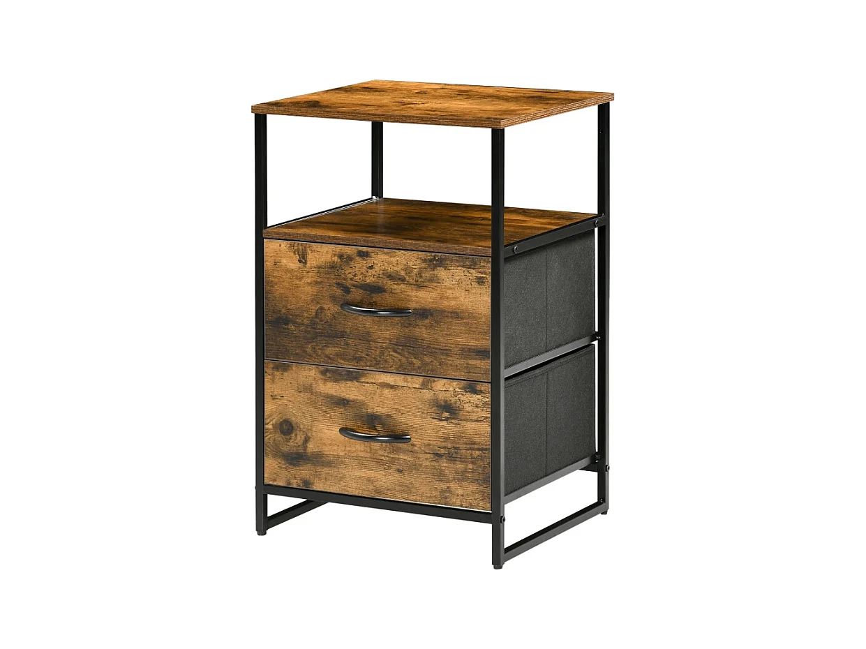 Cassettiera con cassetti pieghevoli in tessuto, stile industriale, poliestere, marrone rustico (45x40x70,5 cm)
