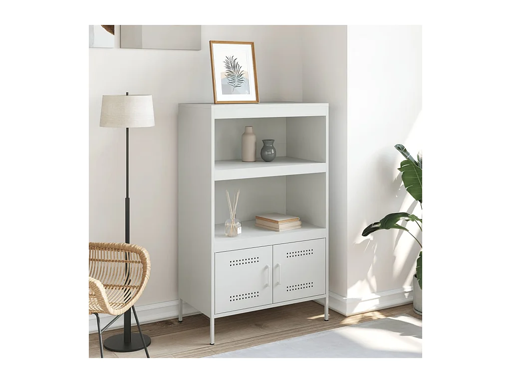 Buffet haut blanc 68x39x113 cm acier