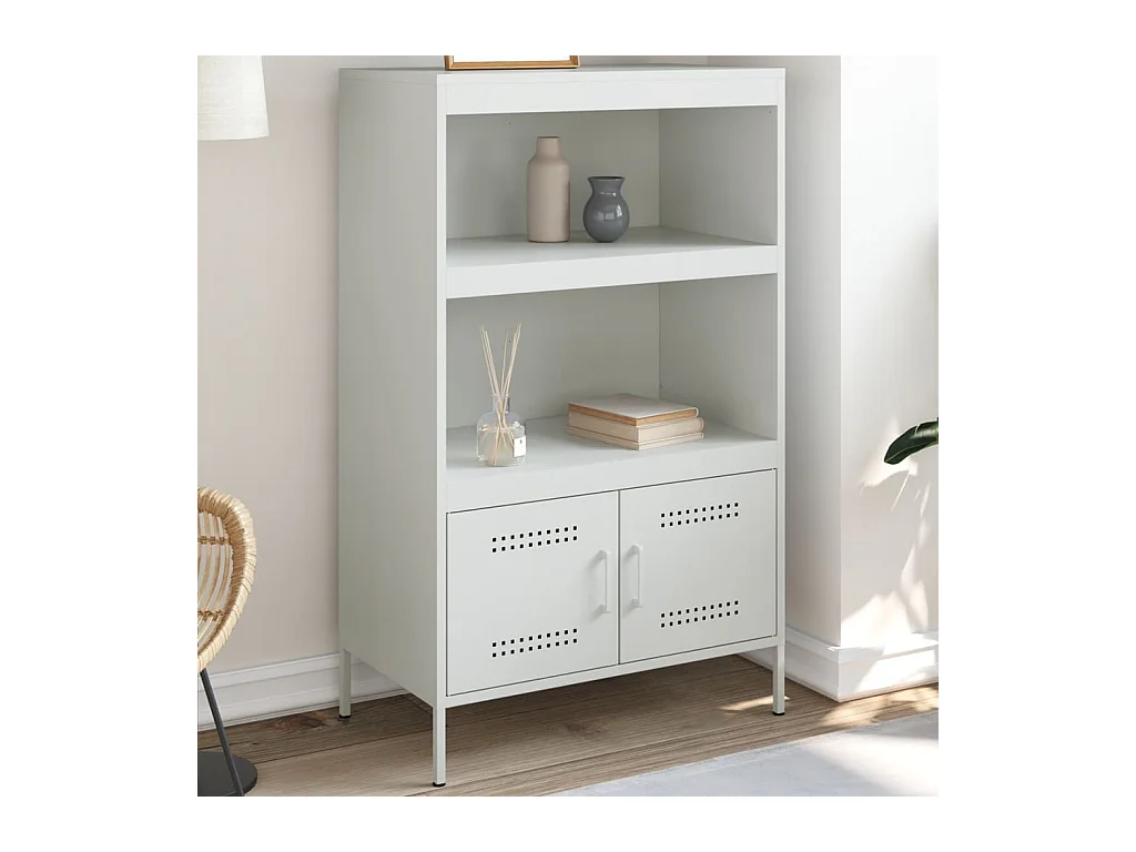 Buffet haut blanc 68x39x113 cm acier