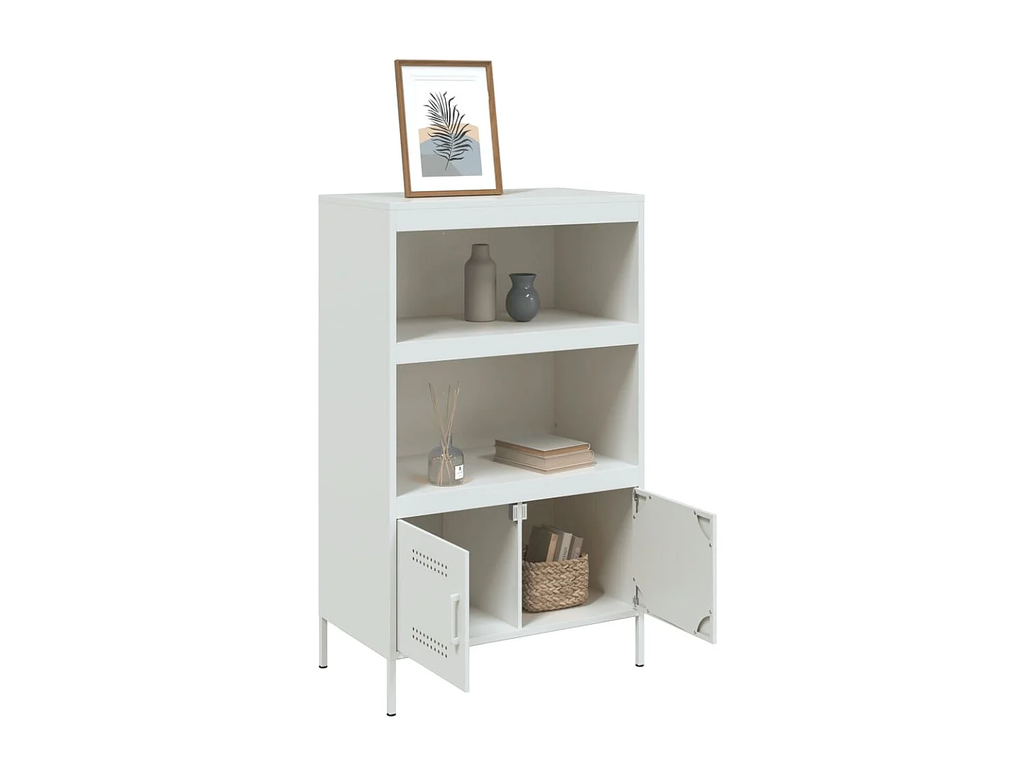 Buffet haut blanc 68x39x113 cm acier