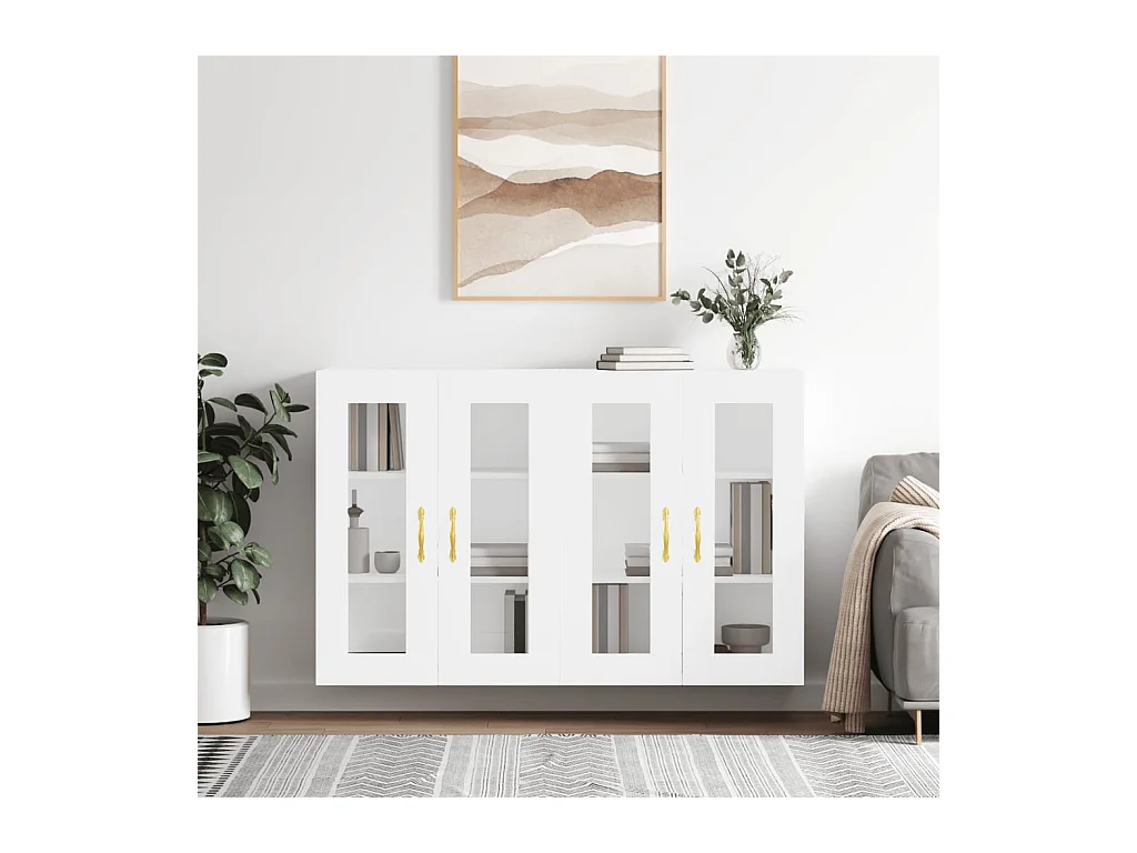 Armoires murales 2 pcs blanc bois d'ingénierie