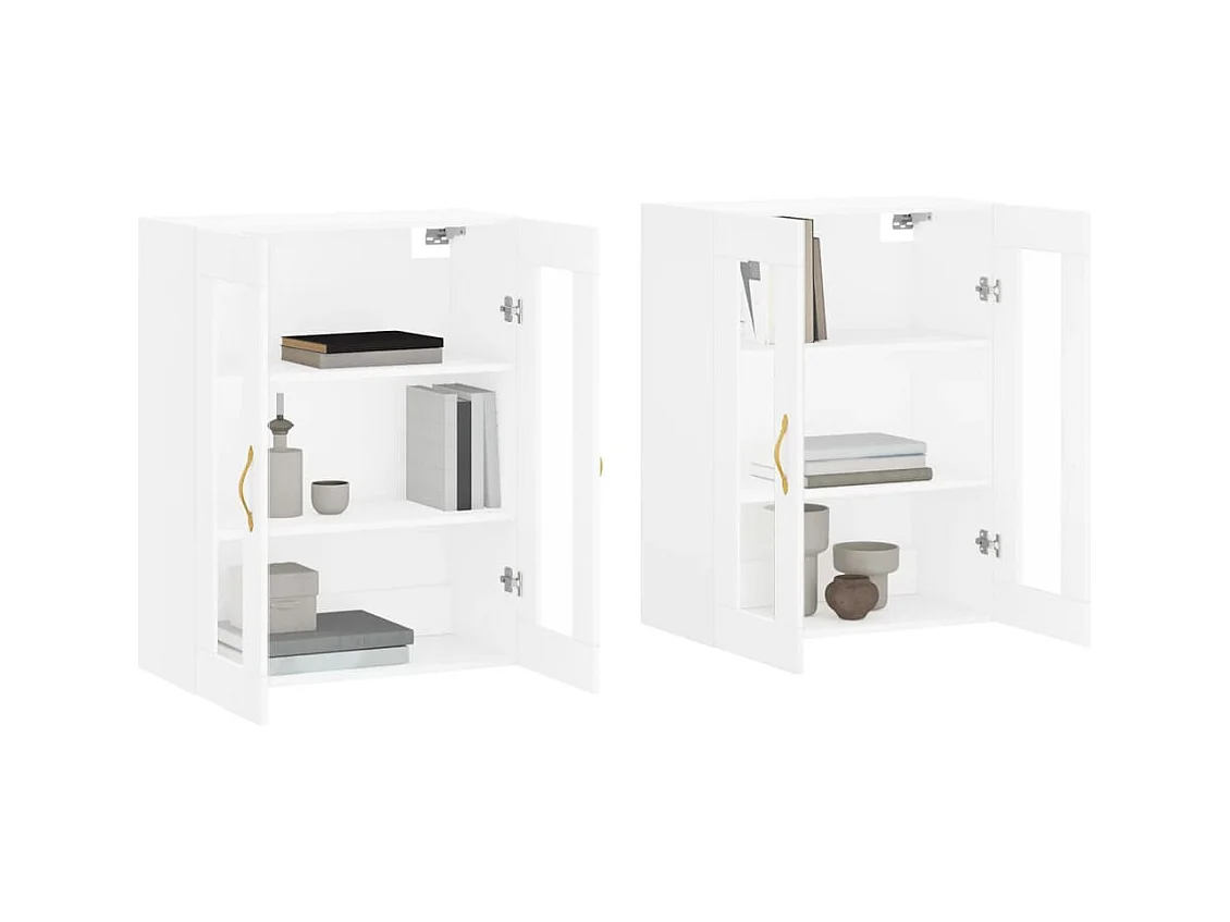 Armoires murales 2 pcs blanc bois d'ingénierie