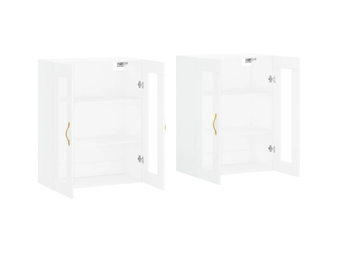 Armoires murales 2 pcs blanc bois d'ingénierie